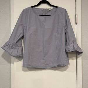 Madewell Gray Bell Sleeve Blouse with Ruffled Details